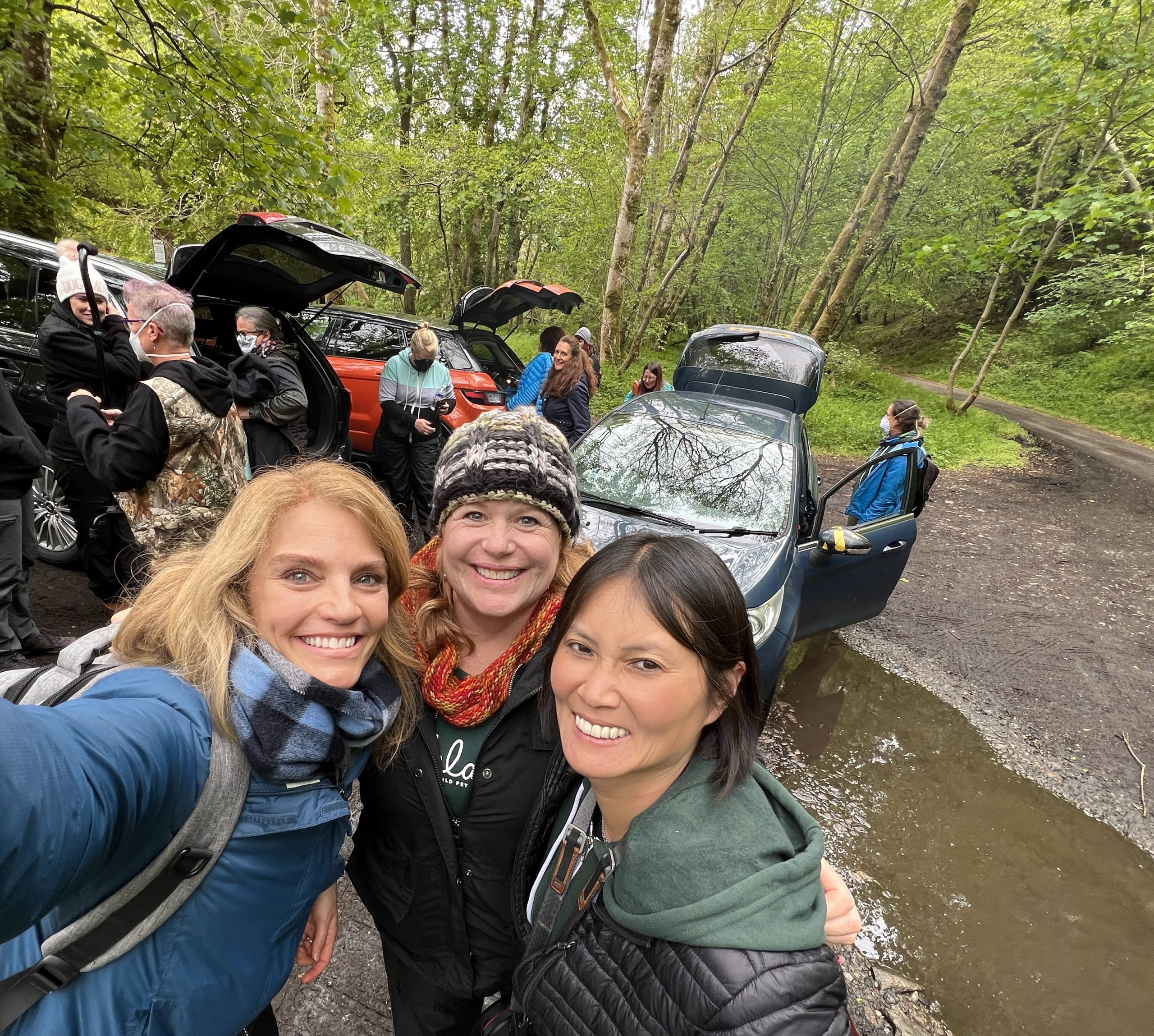 three women doing a selfie