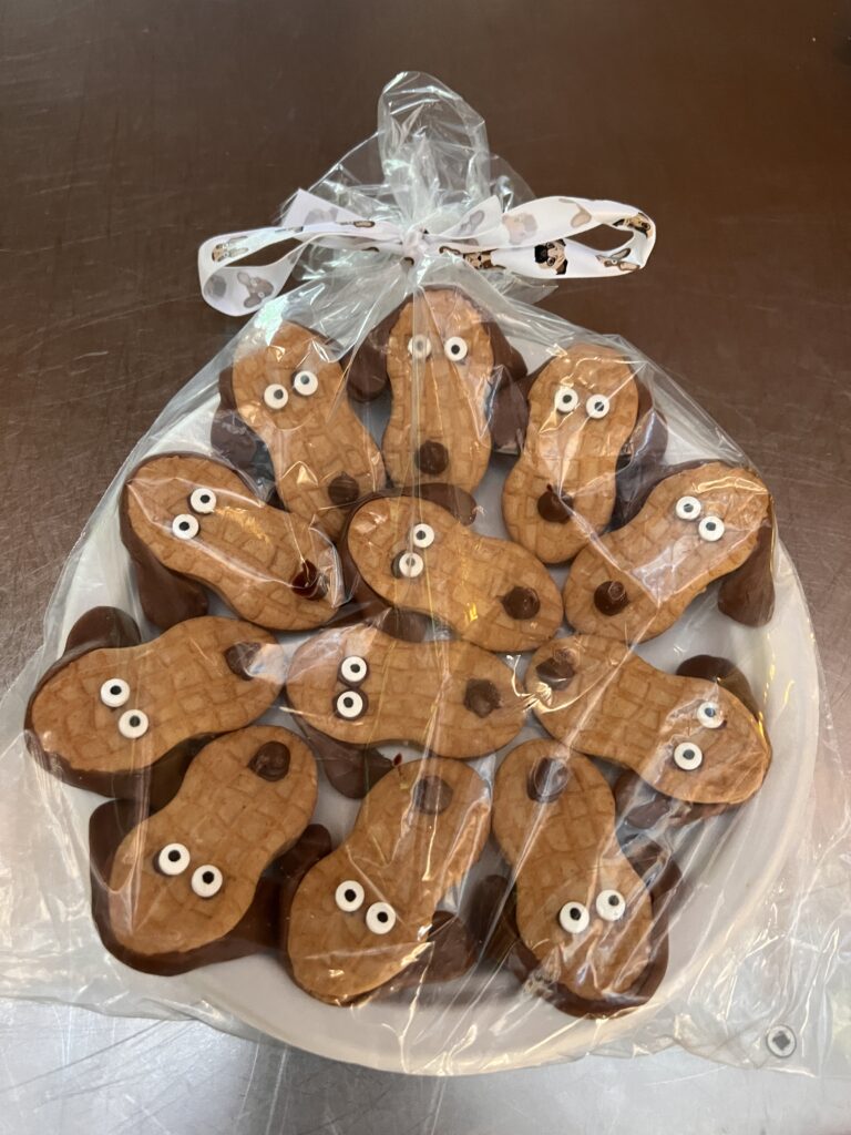 a plate of dog cookies